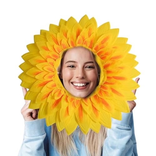 GjnjfdF Sonnenblumenkostüm Kopfbedeckung, falsche Sonnenblumenkopf -Requisiten,Lustiger Partyhut Sonnenblumenstirnband - Partydekorationen, Kostümzubehör für Performance Festival von GjnjfdF