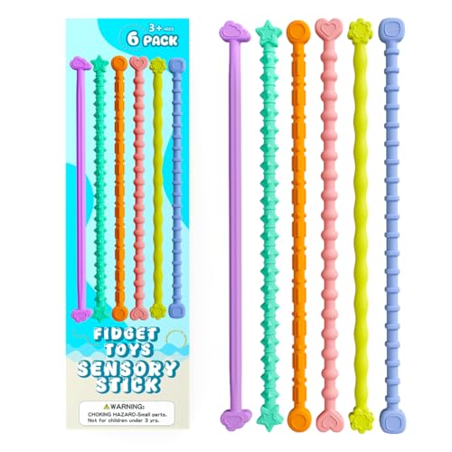 Gkaopi 6 Pack Fidget Toys Silikon Sensorik Stick Sensorische Spielzeug für ADHS Anti Stress Autismus, Stressabbau Sensorisches Reise Kinderspielzeug Dekompression Spielzeug (Mehrfarbig, Dekompression) Gkaopi 6 Pack Fidget Toys Silikon Sensorik Stick Sensorische Spielzeug für ADHS Anti Stress Autismus, Stressabbau Sensorisches Reise Kinderspielzeug Dekompression Spielzeug (Mehrfarbig, Dekompression) von Gkaopi