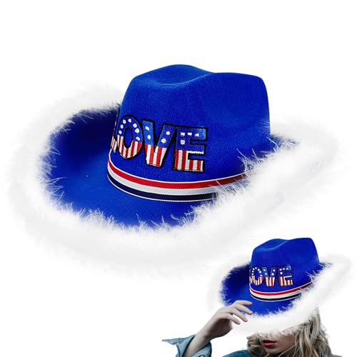 GkgWuxf Cowboyhut, Cowgirl Hut,Westhut mit Federn und Drawtring - Halloween Accessoires für Maskerade, Abschlussball, Cosplay, Performance von GkgWuxf
