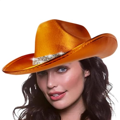 GkgWuxf Filz Cowgirl Hat, Western Cowgirl Hut, Cosplay -Kostüm Glitter Disco Outfit, Rollenspiel Stylish Cowgirl Hat Kostüm für Halloween, Rollenspiel, Performance, Bühne GkgWuxf Filz Cowgirl Hat, Western Cowgirl Hut, Cosplay -Kostüm Glitter Disco Outfit, Rollenspiel Stylish Cowgirl Hat Kostüm für Halloween, Rollenspiel, Performance, Bühne von GkgWuxf