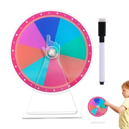 GkgWuxf Glücksrad Mit Ständer | Gewinnspiel Drehrad Mit Abnehmbarer Scheibe - Abwischbarer Acryl Tischspiel Mit Stift – Interaktives Regenbogen Farbspiel Für Messen & Klassenzimmer von GkgWuxf