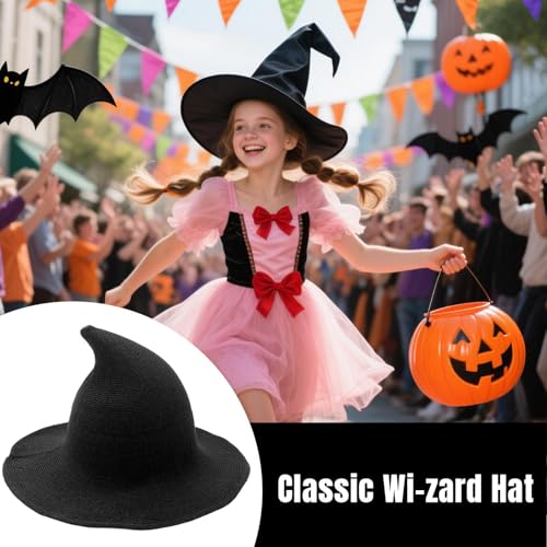 GkgWuxf Hexenhut Kostüm - Halloween Strick Hexenhut Mit Breiter Krempe | Leichtes Kopfbekleidungs Verkleidungszubehör Für Herren Erwachsene Feste Maskenbälle Bühnenauftritte von GkgWuxf