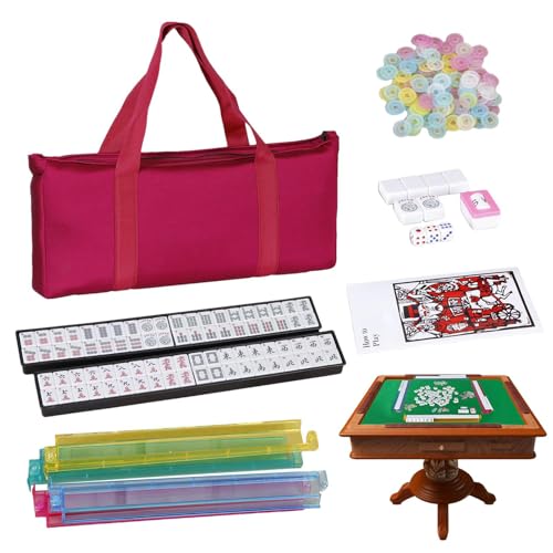 GkgWuxf US Mahjong Spielsteine | 166 Spielsteine Reise-Mahjong-Set Mit Tragetasche - Tragbares Strategiespiel inklusive Würfel & Anleitung für Erwachsene & Anfängerinnen von GkgWuxf
