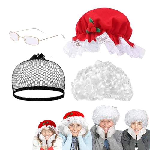 Gkumgwo Weihnachtsperücke, Frauen Festliches Kostüm Zubehör, Damenkostüm Cosplay Hut, Perücke, Haarnetz und Brille für Weihnachten Dress Up Party Gkumgwo Weihnachtsperücke, Frauen Festliches Kostüm Zubehör, Damenkostüm Cosplay Hut, Perücke, Haarnetz und Brille für Weihnachten Dress Up Party von Gkumgwo