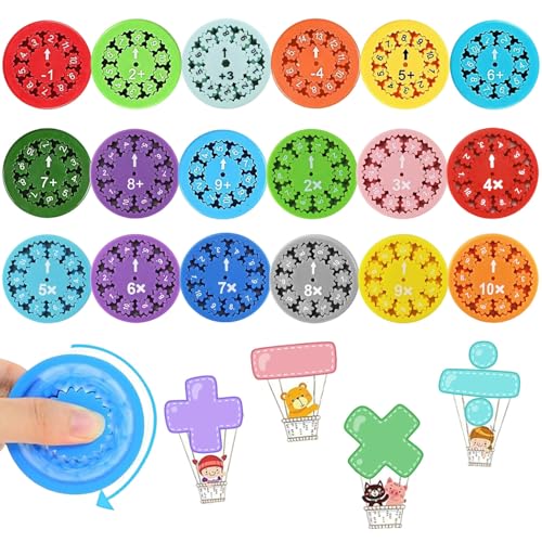 Glamifyr 18pcs Mathe Fidget Spinner,Zahlen Fidget Spinner Spielzeug,Rechenwirbel,Montessori Number Fidget Spinner,Kinder Math Finger Spinner,zum Lernen Addition, Division,Subtraktion, Multiplikation von Glamifyr