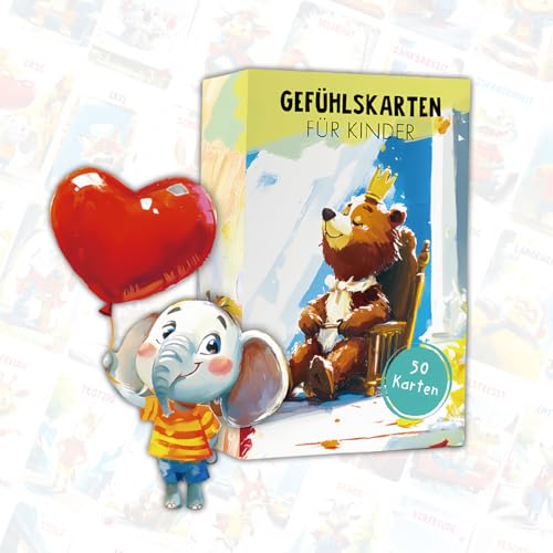 Glamifyr 56 Stück Gefühlskarten für Kinder,Gefühlskarten Kinder,Emotionskarten,Gefühlstagebuch,Gefühlstier Karten Erklärungstexte,Gefühlskarten Pädagogisch Wertvoll,für ab 4 Jahren,Selbstregulation von Glamifyr