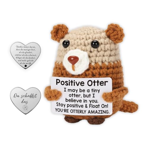 Glamifyr Positive Otter,Pocket Hug Otter Positive,Lustige Positive Otter,Otter Kuscheltier,Kreative Strickwolle Positive Otter Puppe,für Freunde,Familie,Co-Worker,Mutmacher Geschenk von Glamifyr