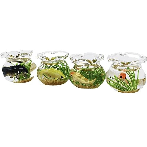 Winziges Glasfisch-Aquarium, zartes Modell-Zubehör für Puppenhaus-Sammler, Miniatur-Szenensimulation, Mini-Glas-Fischbecken von Glanhbnol