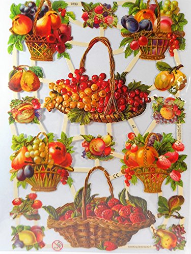 Glanzbilder Obst Obstkorb EF 7239 Oblaten Posiebilder Scrapbook Deko GWI 328 von Glanzbilder