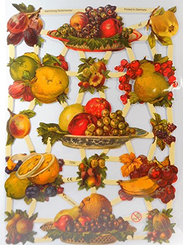 Glanzbilder Obst Obstkorb EF 7252 Oblaten Posiebilder Scrapbook Deko GWI 324 von Glanzbilder
