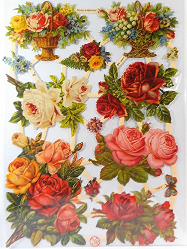 Glanzbilder Rosen Blumen EF 7182 B Oblaten Posiebilder Scrapbook Deko GWI 329 von Glanzbilder