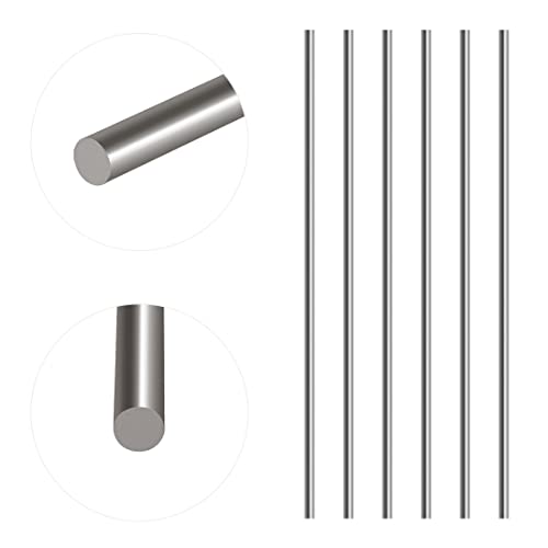 Glarks 6Pcs 3mm x 300mm Stainless Steel Straight Solid Metal Round Rod Lathe Bar Stock for DIY RC Model Car, RC Helicopter Airplane, Model Ship (3mmx300) von Glarks