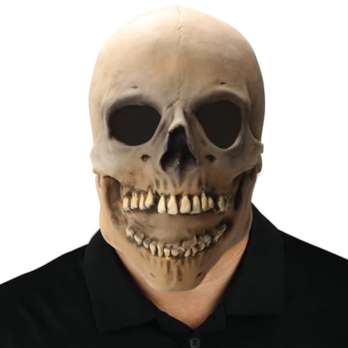 Glaxcidy Gruselige Halloween Totenkopf Maske, Voller Kopf, Gruselige, Realistische Maske mit Beweglichem Kiefer für Erwachsene und Kinder, Cosplay Partymaske und Carnival Partys Glaxcidy Gruselige Halloween Totenkopf Maske, Voller Kopf, Gruselige, Realistische Maske mit Beweglichem Kiefer für Erwachsene und Kinder, Cosplay Partymaske und Carnival Partys von Glaxcidy