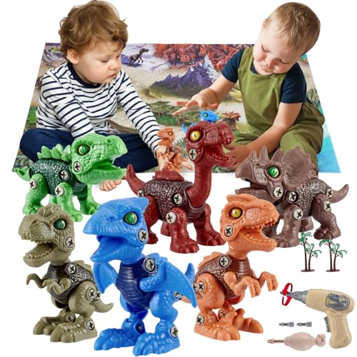 Gleamkid 6 Stück zusammengebaute Dinosaurier-Spielzeug für Jungen und Mädchen im Alter von 3-8 Jahren, abnehmbares für Kinder mit elektrischer Bohrmaschine, STEM-Bildungs-Konstruktionsspielzeug Gleamkid 6 Stück zusammengebaute Dinosaurier-Spielzeug für Jungen und Mädchen im Alter von 3-8 Jahren, abnehmbares für Kinder mit elektrischer Bohrmaschine, STEM-Bildungs-Konstruktionsspielzeug von Gleamkid