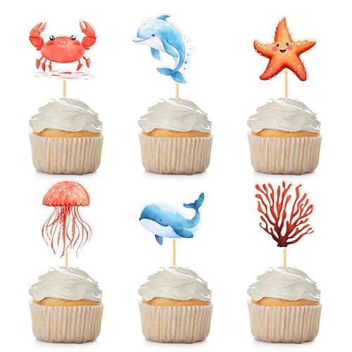 Gleemix 12 Pcs Meerestiere Deko Cupcake Toppers Dekoration, Geburtstag Tortendeko Meer, Unterwasser Deko Kindergeburtstag, Meerestiere Tortendeko Taufe, für Geburtstags Babyparty Festival Ozean Themen Gleemix 12 Pcs Meerestiere Deko Cupcake Toppers Dekoration, Geburtstag Tortendeko Meer, Unterwasser Deko Kindergeburtstag, Meerestiere Tortendeko Taufe, für Geburtstags Babyparty Festival Ozean Themen von Gleemix
