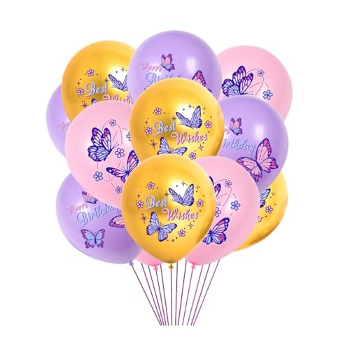 Gleemix 12 Stück Schmetterling Deko Geburtstag, Schmetterling Luftballon Geburtstagsdeko, ballon Geburtstagsdeko Mädchen, für Boho Party Dekoration Baby Shower Hochzeit Geburtstag Dusche von Gleemix