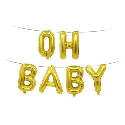 Gleemix 16 Zoll Gold OH BABY Girlande Ballons, OH BABY Buchstaben Ballons,Oh Baby Luftballons Geburtstag,Oh Baby Folienballon, Oh Baby Helium Ballon für Babyparty Deko Junge Mädchen, Baby Shower Deko von Gleemix