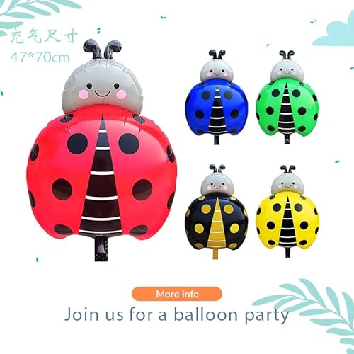 Gleemix 5 Stück Marienkäfer Deko Folienballon, 70x47 cm Marienkäfer Luftballons, XXL Ballons Ladybug, Ladybug Geburtstag Deko für Junge und Mädchen von Gleemix