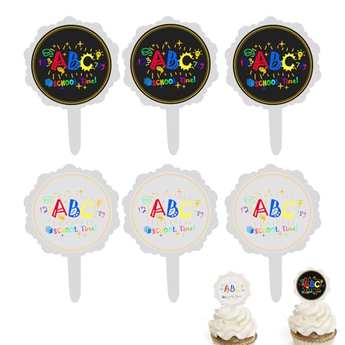 Gleemix ABC Tortendeko Einschulung, 6 Kuchendeko Schulanfang, Schuleinführung deko Cupcake Topper, Schulkind 2025 Deko Schulanfang Party Dekoration für Junge Mädchen Geschenk, Schwarz Weiß Gleemix ABC Tortendeko Einschulung, 6 Kuchendeko Schulanfang, Schuleinführung deko Cupcake Topper, Schulkind 2025 Deko Schulanfang Party Dekoration für Junge Mädchen Geschenk, Schwarz Weiß von Gleemix