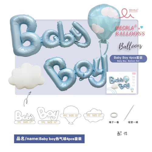 Gleemix Baby Boy Deko Luftballons Blau, 4 Stück Baby Shower Deko Folienballon, Babyparty Deko Junge, Its a Boy, Baby Boy Luftballon für Gender Reveal, Babyparty Gleemix Baby Boy Deko Luftballons Blau, 4 Stück Baby Shower Deko Folienballon, Babyparty Deko Junge, Its a Boy, Baby Boy Luftballon für Gender Reveal, Babyparty von Gleemix