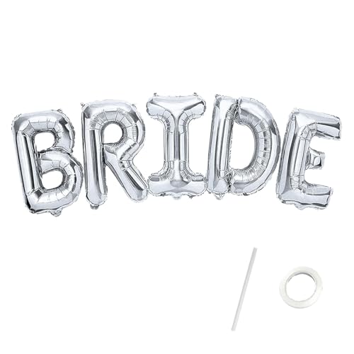 Gleemix Bride to Be Deko Luftballon, 16 Zoll Silber "Bride" Buchstaben Ballons, Junggesellenabschied Frauen Ballon, Bride Luftballons für Bachelorette Party Deko, Hochzeit Deko Gleemix Bride to Be Deko Luftballon, 16 Zoll Silber "Bride" Buchstaben Ballons, Junggesellenabschied Frauen Ballon, Bride Luftballons für Bachelorette Party Deko, Hochzeit Deko von Gleemix