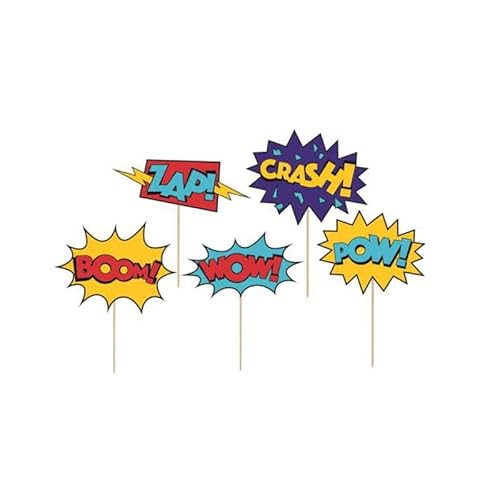 Gleemix Cupcake Topper 10 Stück Set, 5 Verschiedene Designs, Boom Pow Wow Zap Crash, Party Tortendekoration, 10 Stück Gleemix Cupcake Topper 10 Stück Set, 5 Verschiedene Designs, Boom Pow Wow Zap Crash, Party Tortendekoration, 10 Stück von Gleemix