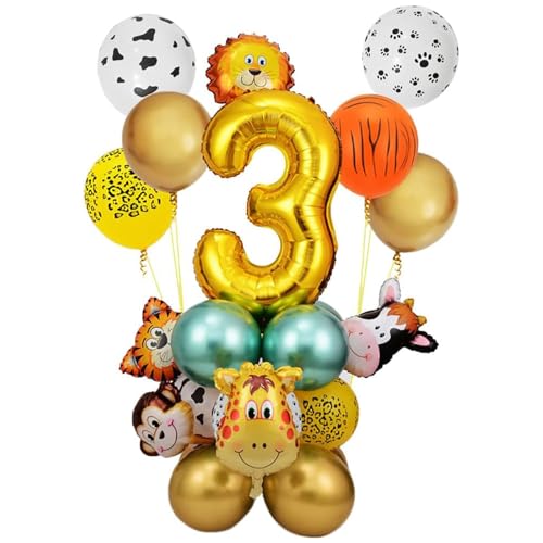 Gleemix Dschungel Luftballons 3. Geburtstag Set, Tier Folienballons, XL Ballon 3 Geburtstag, Safari Deko, Geburtstagsdeko 3 Jahre für Mädchen Junge Babyparty Wild Party Gleemix Dschungel Luftballons 3. Geburtstag Set, Tier Folienballons, XL Ballon 3 Geburtstag, Safari Deko, Geburtstagsdeko 3 Jahre für Mädchen Junge Babyparty Wild Party von Gleemix