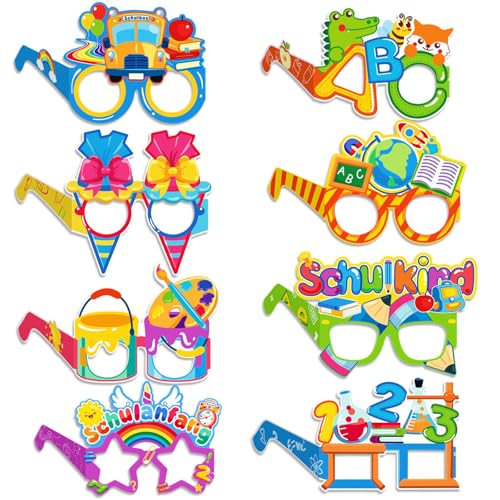 Gleemix Einschulung Deko 2025, 8 Stück Schulanfang Schulkind Brille,Einschulungsdeko Papier Partybrille,für Kinder Party Schulanfang Deko Gleemix Einschulung Deko 2025, 8 Stück Schulanfang Schulkind Brille,Einschulungsdeko Papier Partybrille,für Kinder Party Schulanfang Deko von Gleemix
