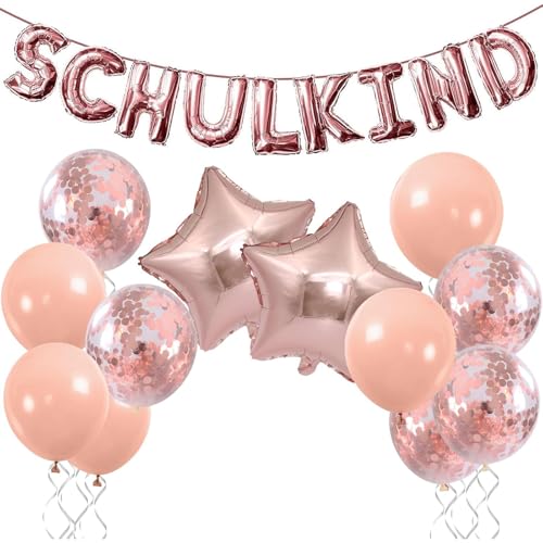 Gleemix Einschulung Deko Mädchen Luftballons Set, 13 Stück Schulanfang Deko Einschulung Mädchen Junge, mit Rosegold Stern Folienballon und Konfetti Luftballons, für Deko Einschulung Schulkind 2025 Gleemix Einschulung Deko Mädchen Luftballons Set, 13 Stück Schulanfang Deko Einschulung Mädchen Junge, mit Rosegold Stern Folienballon und Konfetti Luftballons, für Deko Einschulung Schulkind 2025 von Gleemix