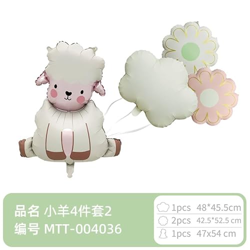 Gleemix Folienballon Baby Schaf groß Set – Lamm Ballon für Babyparty, Taufe, Geburtstag, Bauernhof Mottoparty, Ostern, 4-teilig, 47x54 cm, 48x45,5 cm, 42,5x52,5 cm Gleemix Folienballon Baby Schaf groß Set – Lamm Ballon für Babyparty, Taufe, Geburtstag, Bauernhof Mottoparty, Ostern, 4-teilig, 47x54 cm, 48x45,5 cm, 42,5x52,5 cm von Gleemix