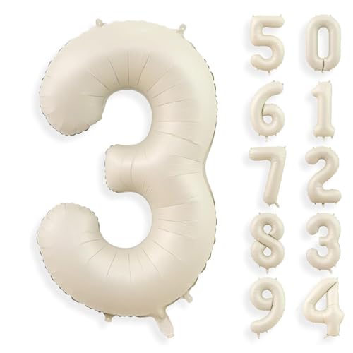 Gleemix Geburtstag Zahlen Luftballon 3 Jahre, Beige Luftballon 3. Geburtstag, Riesen Folienballon 3, Ballon Zahl Deko, 40 Zoll, für Jungen und Mädchen Geburtstagdeko Gleemix Geburtstag Zahlen Luftballon 3 Jahre, Beige Luftballon 3. Geburtstag, Riesen Folienballon 3, Ballon Zahl Deko, 40 Zoll, für Jungen und Mädchen Geburtstagdeko von Gleemix
