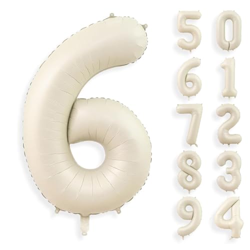 Gleemix Geburtstag Zahlen Luftballon 6 Jahre, Beige Luftballon 6. Geburtstag, Riesen Folienballon 6, Ballon Zahl Deko, 40 Zoll, für Jungen und Mädchen Geburtstagdeko Gleemix Geburtstag Zahlen Luftballon 6 Jahre, Beige Luftballon 6. Geburtstag, Riesen Folienballon 6, Ballon Zahl Deko, 40 Zoll, für Jungen und Mädchen Geburtstagdeko von Gleemix