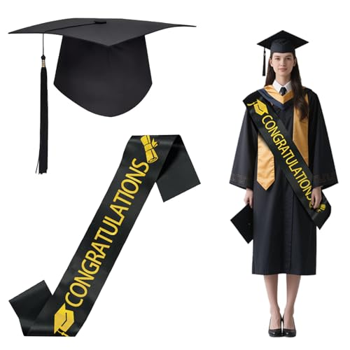 Gleemix Graduation 2025 Deko Set mit Bachelor Hut und Schärpe Schwarz, Bachelor Abschluss Geschenk Schwarz Master Hut Abschluss Schärpen für Abschlussfeiern Foto Hintergrund Abschlussparty Gleemix Graduation 2025 Deko Set mit Bachelor Hut und Schärpe Schwarz, Bachelor Abschluss Geschenk Schwarz Master Hut Abschluss Schärpen für Abschlussfeiern Foto Hintergrund Abschlussparty von Gleemix