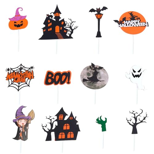 Gleemix Halloween Cake Topper 12 Stück, Halloween Kuchendeko mit Kürbis Spinne Bat Hexe Schloss Geister für HalloweenParty Supplies Gleemix Halloween Cake Topper 12 Stück, Halloween Kuchendeko mit Kürbis Spinne Bat Hexe Schloss Geister für HalloweenParty Supplies von Gleemix
