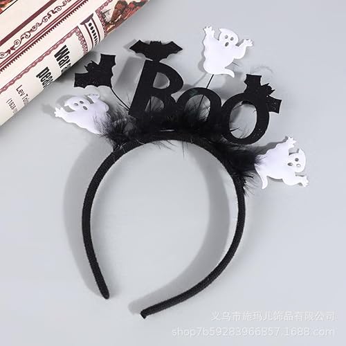 Gleemix Halloween Geister Haarreif mit Fledermaus, Geister Deko Haarreif, Halloween Kostüm Accessoires, Gespenster Haarreifen für Karneval Fasching und Halloween von Gleemix