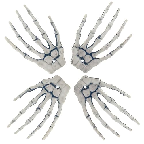 Gleemix Halloween Skelett Hände, Kunststoff Skelett Schädel Hand Modell für Halloween Party Dekoration Spukhaus Außen Innen Zombie Cosplay Zubehör (2 Paar) von Gleemix