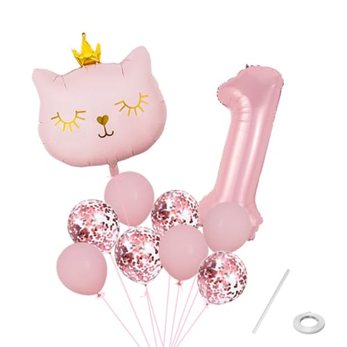 Gleemix Katzen Deko Luftballon Set, Deko 1. Geburtstag Mädchen Rosa, Konfetti Luftballons Party Deko, Erster Geburtstag Deko Gleemix Katzen Deko Luftballon Set, Deko 1. Geburtstag Mädchen Rosa, Konfetti Luftballons Party Deko, Erster Geburtstag Deko von Gleemix