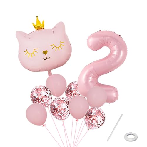 Gleemix Katzen Deko Luftballon Set, Deko 2. Geburtstag Mädchen Rosa, Konfetti Luftballons Party Deko, Luftballons 2. Geburtstag Gleemix Katzen Deko Luftballon Set, Deko 2. Geburtstag Mädchen Rosa, Konfetti Luftballons Party Deko, Luftballons 2. Geburtstag von Gleemix