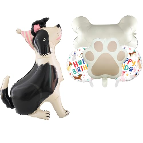 Gleemix Luftballon Hund Set, 5 Stück Folienballon Hund, XXL Schäferhund Luftballon Tiere Ballons, Knochen Helium Ballons, Folienballon Tiere für Kindergeburtstag, Babyparty von Gleemix