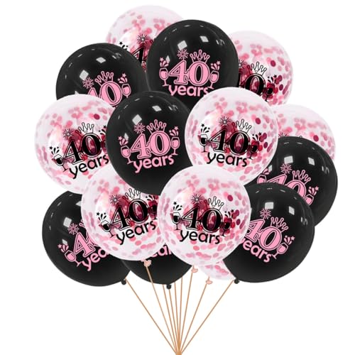 Gleemix Luftballons Geburtstag 40 Deko, 16 Stück 40 Geburtstag Frauen Helium Ballons, Schwarz Rosa Luftballons Happy Birthday Deko, Für Geschenke Zum 40. Geburtstags Frauen Männer Birthday Partydeko von Gleemix