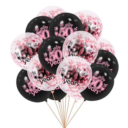 Gleemix Luftballons Geburtstag 50 Deko, 16 Stk The 50 Krone Geburtstag Frau Helium Ballons, Schwarz Rosa Luftballons Happy Birthday Deko, Für Geschenke Zum 50. Geburtstags Frau Mann Birthday Partydeko von Gleemix