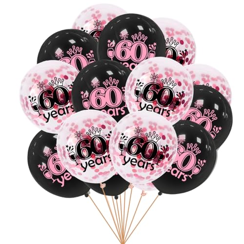 Gleemix Luftballons Geburtstag 60 Deko, 16 Stück The 60 Geburtstag Frau Helium Ballons, Luftballons Schwarz Rosa Happy Birthday Deko, Für Geschenke Zum 60. Geburtstags Frau Mann Birthday Partydeko von Gleemix