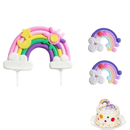 Gleemix Regenbogen Cake Topper, 3 Stück Wolke Regenbogen Kuchendekoration, Regenbogen Tortendeko, Bunte Geburtstag Kuchendeko, für Kinder Mädchen und Junge Gleemix Regenbogen Cake Topper, 3 Stück Wolke Regenbogen Kuchendekoration, Regenbogen Tortendeko, Bunte Geburtstag Kuchendeko, für Kinder Mädchen und Junge von Gleemix