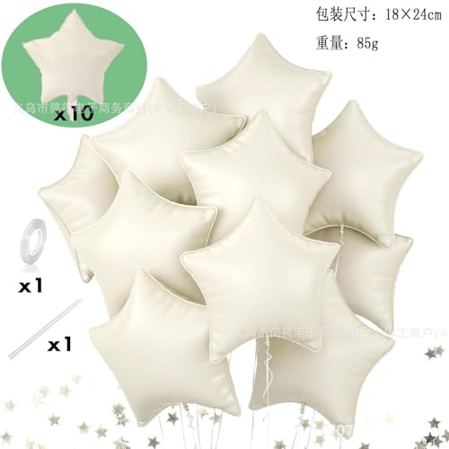 Gleemix Stern Folienballons Beige, 10 Stück Cremeweiß Helium Ballons Stern, 18 Zoll Beige SternLuftballons, Star Folienballons für Geburtstag, Babyparty, Hochzeit, Verlobung Deko von Gleemix