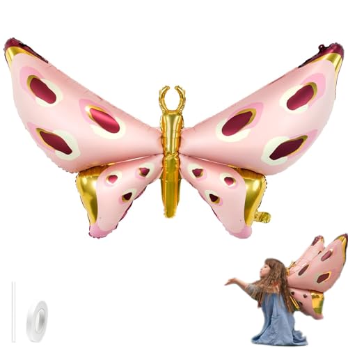Gleemix Tragbar Schmetterling Folienballon, Bunter Schmetterling Deko Geburtstag, Kann Auf Rücken Getragen Werden, Helium Ballons Geburtstag, Geschenk Für Sommerfest Kindergeburtstag Karneval Mädchen von Gleemix