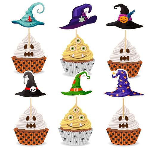 Gleevio 24 Stück Hexen Tortendeko Halloween Deko Torte 6 Stile,Halloween Cupcake Deko,Hexenhüte Muffin Dekoration, Geburtstag Tortendeko Hexen, Hexenhüte Kuchendeko Halloweenparty Dekoration Gleevio 24 Stück Hexen Tortendeko Halloween Deko Torte 6 Stile,Halloween Cupcake Deko,Hexenhüte Muffin Dekoration, Geburtstag Tortendeko Hexen, Hexenhüte Kuchendeko Halloweenparty Dekoration von Gleevio