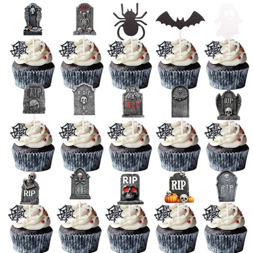 Gleevio 48 Stück Fledermäuse Tortendeko Halloween Deko Kuchen,Halloween Cupcake Deko,Fledermäuse Muffin Dekoration,Geister Grabsteine Spinnen Tortendeko Schwarz Weiß,Kuchendeko Halloweenparty Gleevio 48 Stück Fledermäuse Tortendeko Halloween Deko Kuchen,Halloween Cupcake Deko,Fledermäuse Muffin Dekoration,Geister Grabsteine Spinnen Tortendeko Schwarz Weiß,Kuchendeko Halloweenparty von Gleevio