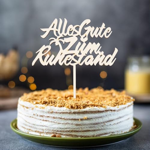 Gleevio Alles Gute zum Ruhestand Cake Topper Holz,Tortendeko Ruhestand,Rente Deko Kuchen,RuhestandDeko Torte,Endlich Rentner Cake Topper,Rentner Tortenstecker Happy Retirement Party Dekoration von Gleevio