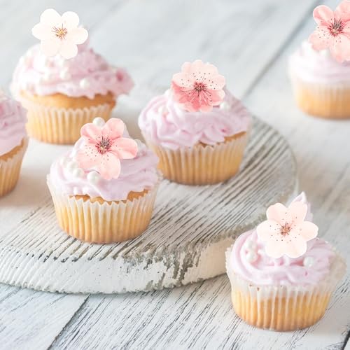 Gleevio Essbare Kirschblüten Cupcake Dekorationen, 48 Stück, 3,8 cm, für Geburtstag Hochzeit und Party Gleevio Essbare Kirschblüten Cupcake Dekorationen, 48 Stück, 3,8 cm, für Geburtstag Hochzeit und Party von Gleevio