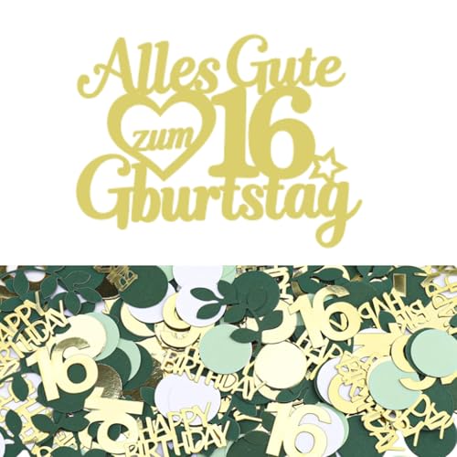 Gleevio Geburtstagstorten-Deko-Set mit Glitzer-Tortendeko und 100 Stück Konfetti (16) von Gleevio